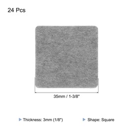 QUARKZMAN 24 Stück Filzgleiter Selbstklebend 35 mm Quadratische Möbelgleiter Filzgleiter Stuhlbeinschoner Antirutsch Pads Verhindern Kratzer für Möbel-Hartboden Fliesen Grau