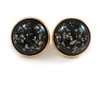 20mm Gold Tone Round Dome Black Resin with Foil Pattern