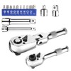 WORKPRO 2-Piece Stubby Handle Ratchet Set with 14 Accessories, 1/4"