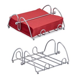 Relaxdays Napkin Holder with Weight for 33 x 33 cm Napkins, Stainless Steel Look, Napkin Stand, Metal, Silver, 10027738