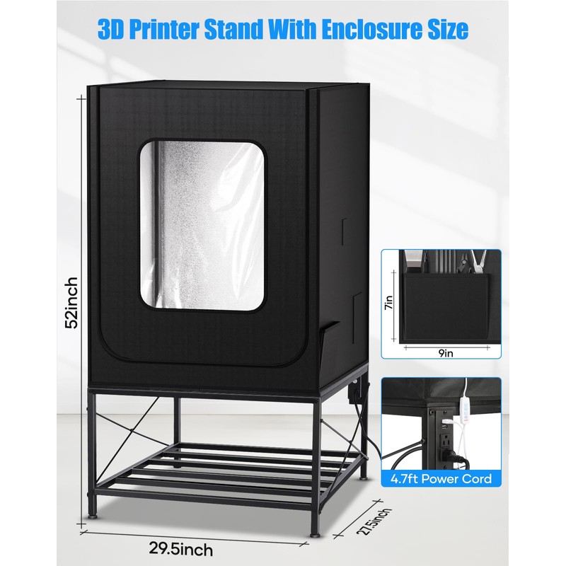 3D Printer Table with Enclosure - Heavy Duty 3D Printing