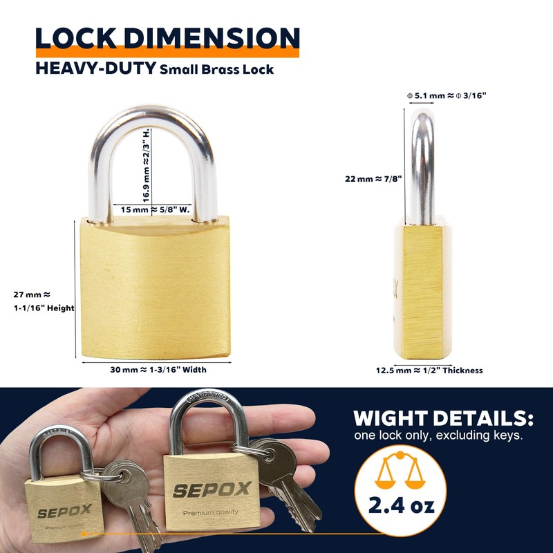 SEPOX® 16 Pcs Pack Solid Brass Padlock with Same Keys