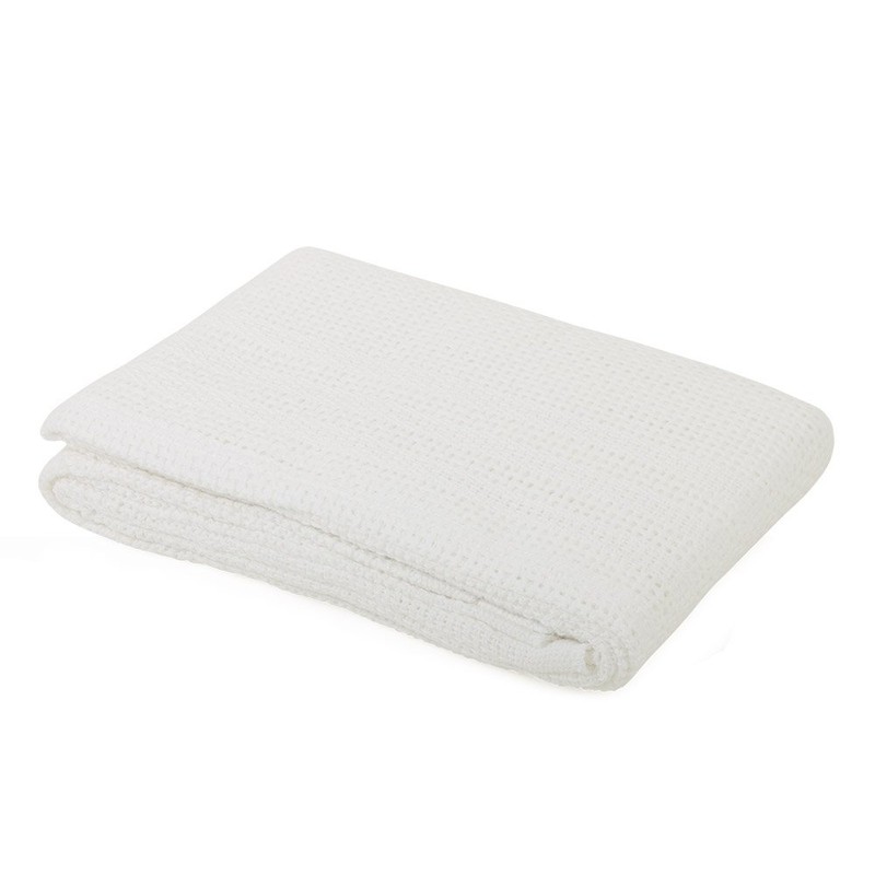 Cot Bed Cotton Cellular Blanket (White) - 6150WH