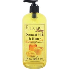 Oatmeal Milk And Honey Bath Oil by Eclectic Lady - Scented Bath Oil - Relaxing & Moisturizing Bathing Oil - Fragrance Body Oil For Dry & Rough Sensitive Skin - Body Daily Nourishing Shower Oil (16 oz)