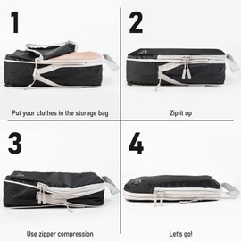 Lemoobolsa 5 Set Packing Cubes For Travel Essentials, Luggage Packing Organization Cubes Suitcase Organizer Bags Set For Luggage Travel Packing Cubes For Suitcases Durable (5 Pcs, Black)