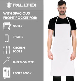 PALLTEX Borago Cooking Apron Men Cooking Apron Women's Apron Men for Cooking Crafts Painting Baking EN ISO 13688, White, Einheitsgröße