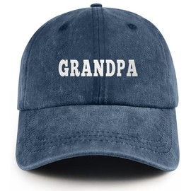 Grandpa Hat New Grandpa Gifts for Men Adjustable Vintage Washed Cotton Grandfather Baseball Cap Gift for Dad Navy Blue