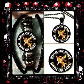 HIGH ON FIRE COMETH THE STORM  SET OF 3  BRACELET NECKLACEPIN