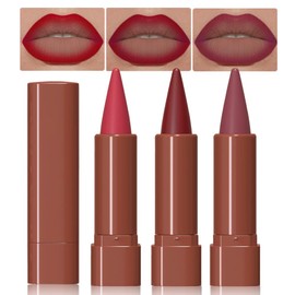 2-in-1 Gradient Lip Liner and Lipstick Lip Combo Set, Matte Lipstick Crayon Lip Liner pencil, High Pigmented Long Lasting Waterproof Smudge Proof Lip Liner (06#+07#+09#, 3 Count (Pack of 3))