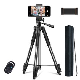 MIGOTOU Tripod, Smartphone Tripod, Compatible with iPhones, 13.5 oz (370 g), Ultra Lightweight, Storage 15.4 inches (39 cm), 5 Levels of Stretch, Maximum Length 52.8 inches (134 cm), Smartphone Stand,