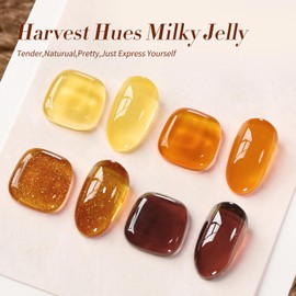 Born Pretty Jelly Gel Nail Polish Set Sheer Milky Jelly Orange Brown Gel Polish Crystal Transparent Gel Polish Harvest Hues Milky Jelly Series Nail Art Varnish Manicure Collection Gift Set 7ML 4PCS