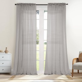 Dreaming Casa - Cortinas traslúcidas sólidas de 102 pulgadas de largo, con bolsillo para barra de barra gris para recámara, sala de estar, 2 paneles, cada una de 52 pulgadas de ancho x 102 pulgadas de