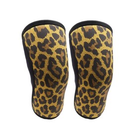 RUNTOP Knee Sleeves(1 PAIR) 7 mm Neoprene Knee Supports Pain Compression Brace Cap for Squats Cross Fitness Training WODS Weightlifting Powerlifting Knee Pads For Men Women Kids (XXL, Yellow Leopard)