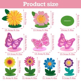 SUNBEAUTY 18 Pcs Wildflower Decorations Happy Birthday Felt Flowers Table Decorations Office Desktop Dining Table Decoration Flower Garland for Tea Party Happy Birthday Party Daily Home