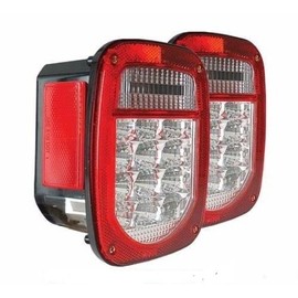 GCD Fits Jeep TJ CJ YJ Replacement LED Tail Lights Clear Lens with Incandescent Backups Super Bright