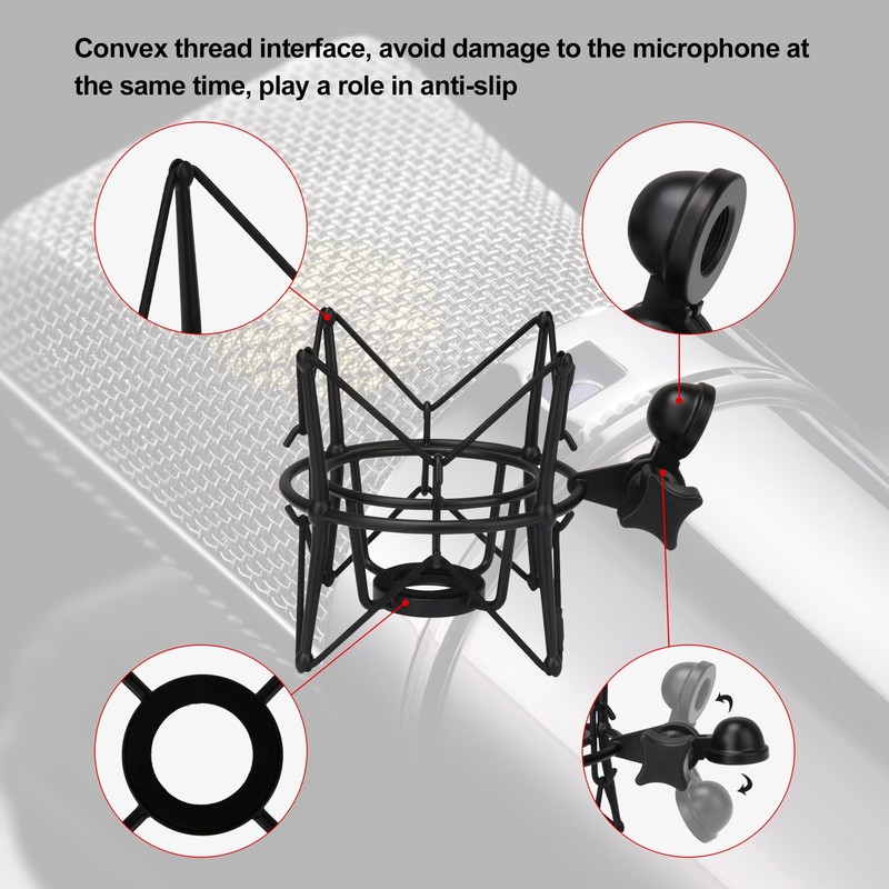 Bstinay Anti-Vibration Recording Microphone Shock Mount Suspension Holder for Newman