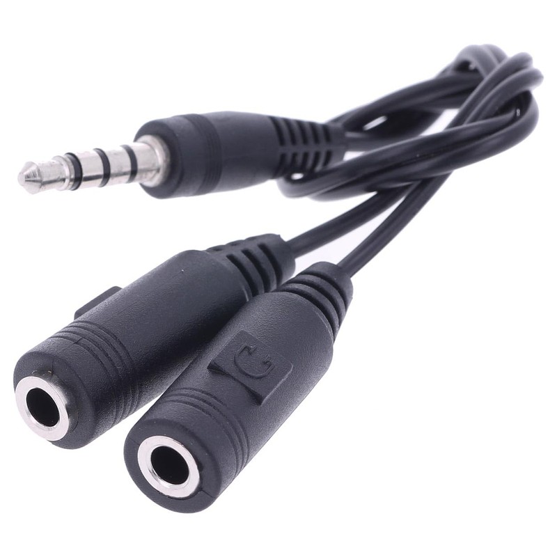 REY 4 Pin Jack to 3.5mm Dual Female Headphone Microphone