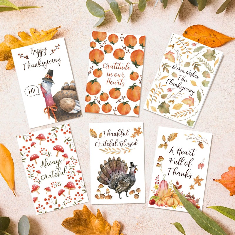 Chenive Thanksgiving Cards Bulk with Envelopes & Stickers, 24 Pack