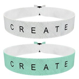 2er Set Create Stoffarmbänder Weiß und Mint - Stylisches Accessoire für Motivation - Handmade - Verstellbar und Wasserfest - Ideal als Geschenk oder für Festival-Outfits - Unisex Design