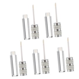 TOVINANNA Travel Size Lip Gloss Bottles 5 Pack Silver Round Lipstick Containers Non Brand Makeup Accessories