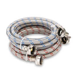 Roastove 4 feet Premium Stainless Steel Washing Machine Hoses with 90 Degree Elbow,Burst Proof,Hot and Cold Water Connection Inlet Supply Lines for Washer,Washing Machines,Washer Machines(2-Pack)