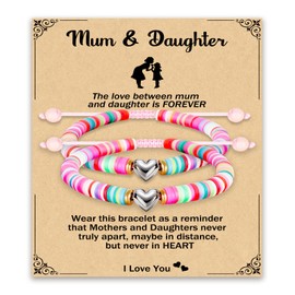 Focxoio Mothers Day Gifts for Mum from Daughter, Mother Daugther Bracelets Birthday Gifts for Mummy and Me Matching Heart Bracelet Presents