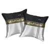 AeraVida Silver Black Elephant Parade Silk Throw Pillow Cushion Cover