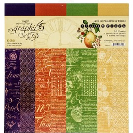 Graphic 45 Fruit & Flora Paper PRNT/Solid, Assorted, One Size
