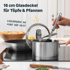 SILBERTHAL Pot Lid 16 cm Glass with Steam Vent and Stainless Steel Handle – Universal Lid