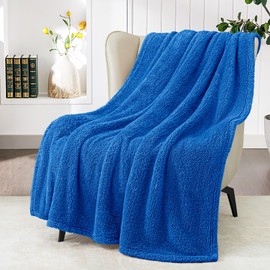 Exclusivo Mezcla Soft Fleece Throw Blanket for Couch, Super Soft Velvet Plush Bed Blanket, Fuzzy Cozy and Warm for Winter, 127x152 CM, Cobalt Blue