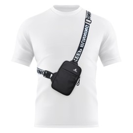 Peicees Mini Crossbody Sling Bag Chest Bag Dual Pocket Water Resistant Fanny Pack Running Phone Holder for Men Women Workout Travel, Black