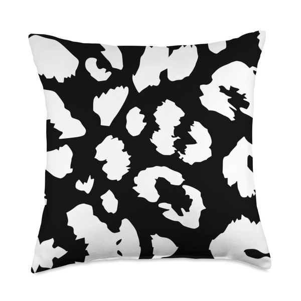 animal white leopard print pattern design on black White Leopard