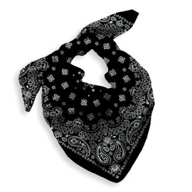 Black Bandana for Men Women- 100% Soft Cotton, Paisley, 22x22 In, 1 Pack - Large Head Bandanna Western Cowboy Handkerchief Scarf | EVERY-VILLE Where EVERYone is Welcome