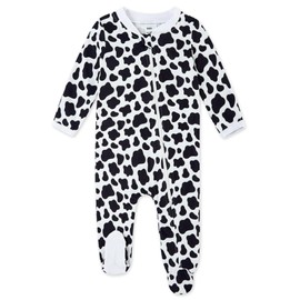 uideazone Baby Cow Clothes 9-12 Months Sleepers Cute Long Sleeve Footed Pajamas Infant One Piece Romper with Mitten Cuffs