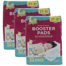 almohadillas para orejas elevadoras de pañales durante la noche, para detener las fugas nocturnas, para bebés, niños y niñas, inserciones adhesivas, tamaño 5 pañales y más, 96 unidades (3 paquetes)