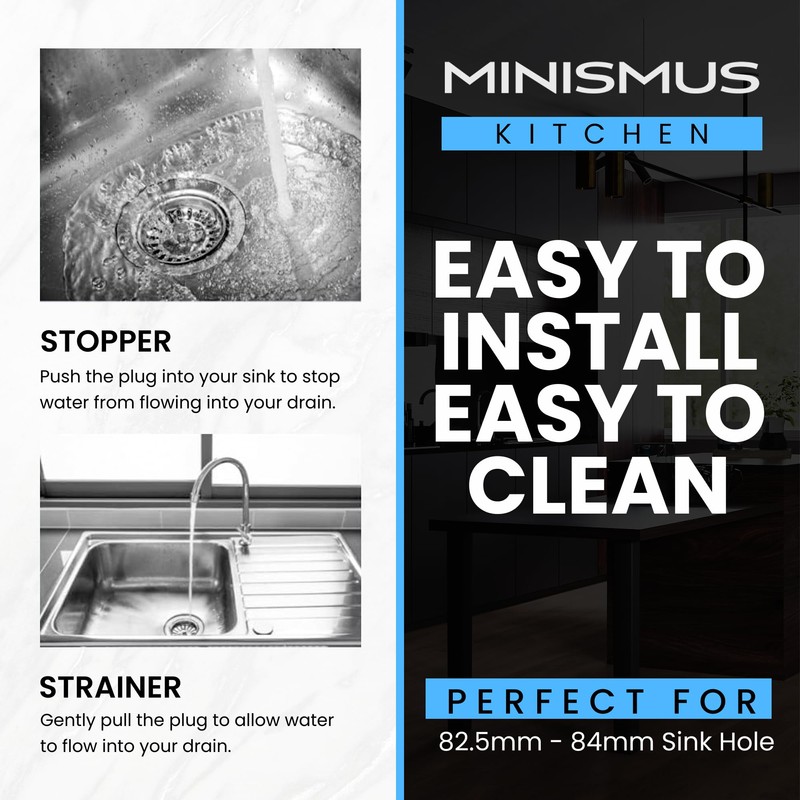 MINISMUS Universal Sink Strainer Basket Drain Plug Stainless Steel Sink