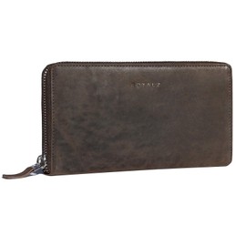 ROYALZ Vintage Women's Purse with RFID Blocker, Genuine Buffalo Leather Wallet, Classic Square Design Brown