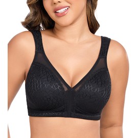 Curyon Plus Size Everyday Bras for Women Minimizer Full CoveraFe Non Padded Wirefree Black 40C