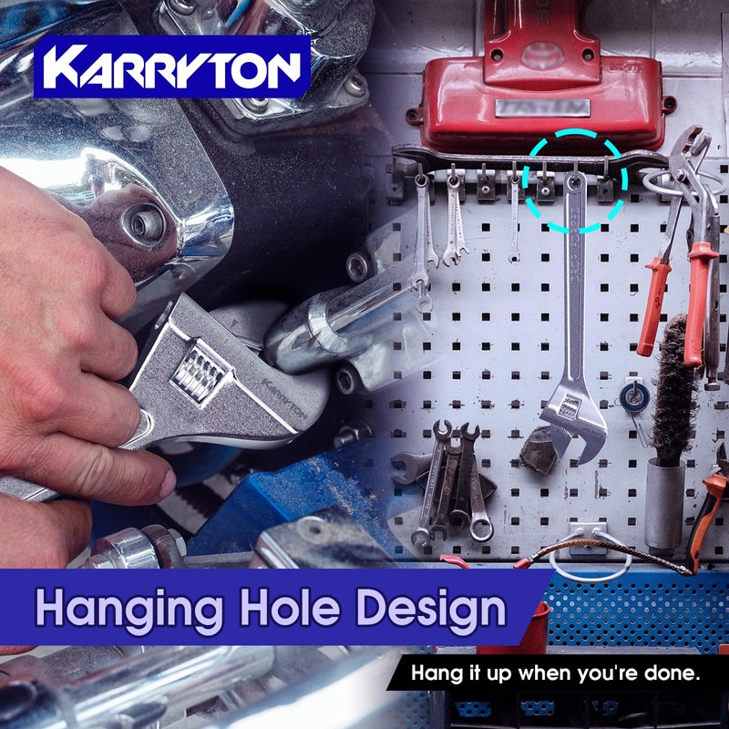 KARRYTON 15" Inch Adjustable Wrench with 1-3/4"(44mm) Max Jaw Opening