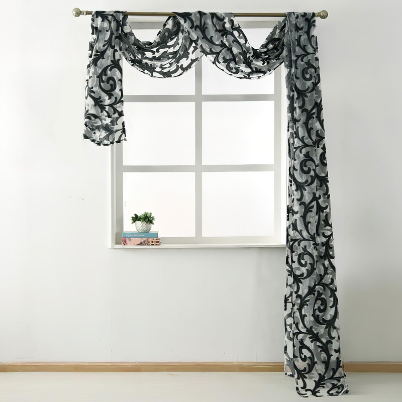 auons Black Window Scarf Valances Extra Long Bed Canopy Curtains