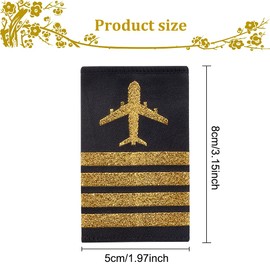 WEBEEDY 4 Pairs Airline Pilot Captain Uniform Epaulets Professional Uniform Bars Airline Pilot Epaulets Aviators Shoulder Boards Epaulets with Gold Airplane for Cosplay Party Stage Performance