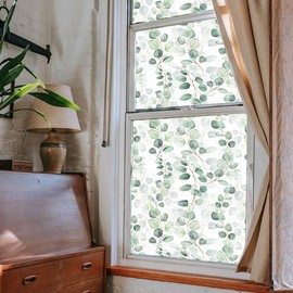 Yeysynana Window Privacy Film, Decorative Window Film, Green Vines Leaves Static Glass Window Clings Stickers for Home Office Living Room Bedroom Glass Windows Door Decor