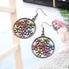 LZD Bohemia Earrings Dangle Drop Emamel Flower Colorful Red Copper