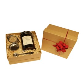 Christmas Tea Gift Set Mulled Spice Black Loose Leaf Tea Gift Wrapped 100g in Caddy with Tea Strainer and Measuring Spoon by TeaCakes of Yorkshire