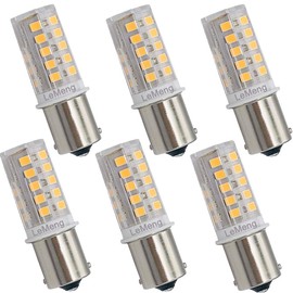 LEMENG BA15S LED Bulb S8 SC 3W 2700K Warm White DC Bayonet Single Contact Base 1156 1141 93 for 12V 24V Landscape Truck Car RV Camper Marine Boat Trailer Light-6 Pack