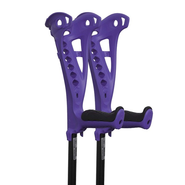 FDI Access Comfort Grip Adjustable Premium Open Cuff Walking Crutches Purple 1 Pair - Black Grips