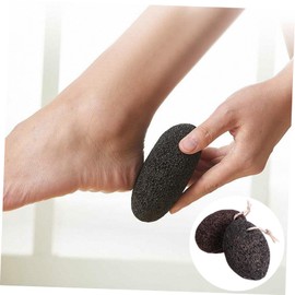 Mikinona Pedicure Tools Set 2pcs Foot Pumice Stone Callus Remover Foot File Natural Stone for Feet Hands Elbows Black
