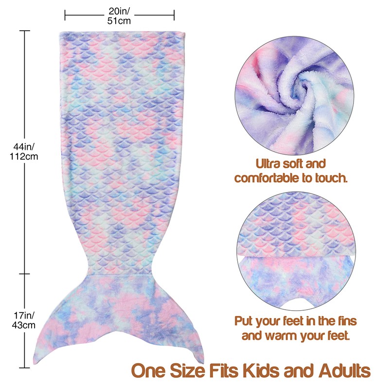 Mermaid Tail Blanket, Soft Warm Plush Fleece Sleeping Bag Snuggle