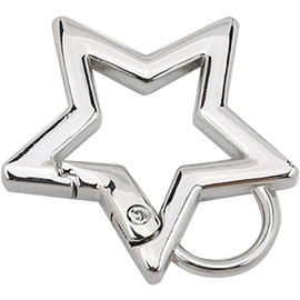 Silver Star Shaped Stainless Steel Keychain Clip Carabiner Snap Hook Holder Star Carabiner Hook Clip Keychain Carabiners for Keys and Wallet Accessory with Key Chain Rings（with Loop Hook）