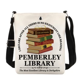 KUIYAI Literary Inspired Gift, Pemberley Library Crossbody Bag for Book Lover, Book Nerd Gift, Bookish Gift (pemberley libraryUK)